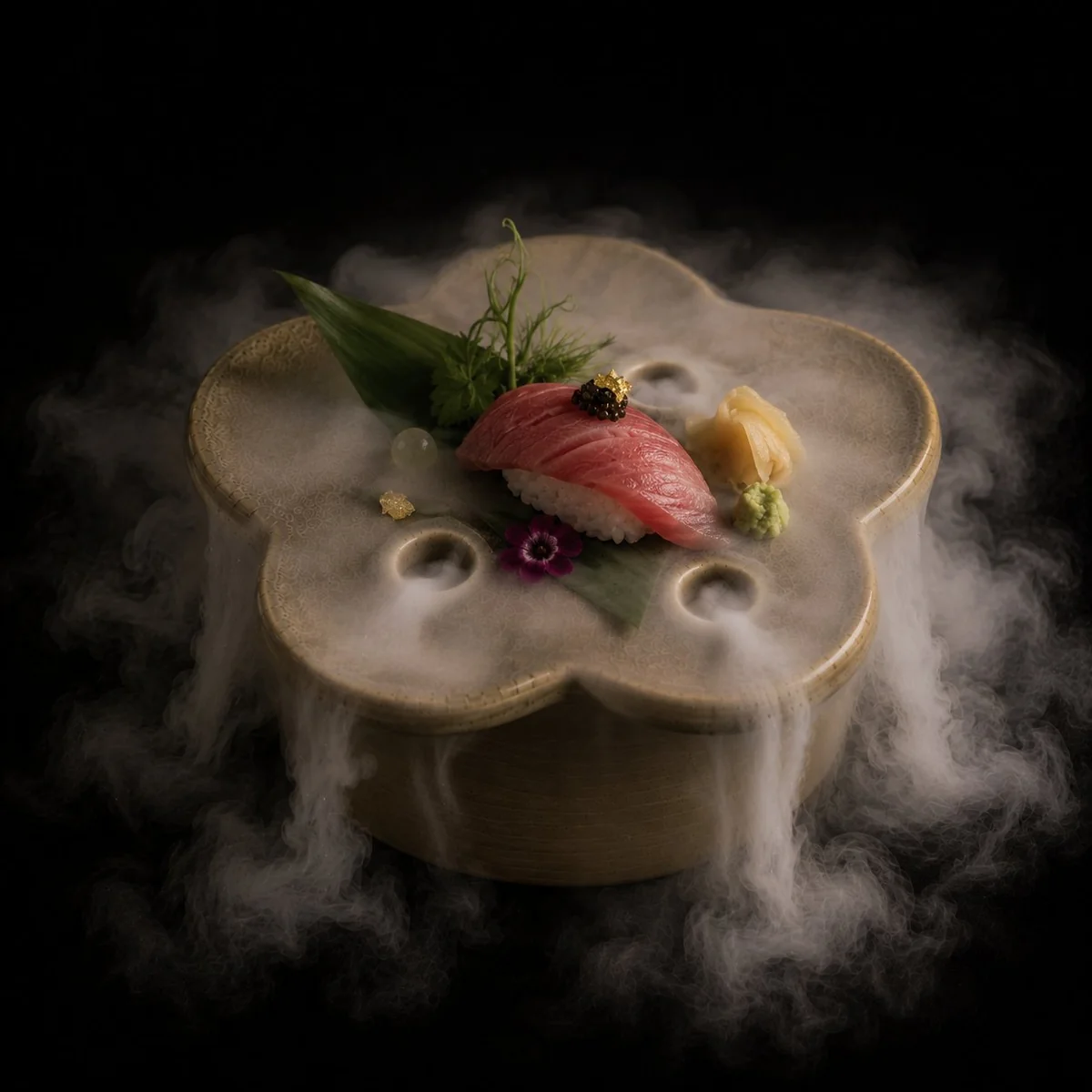 Lotito beige con nigiri toro