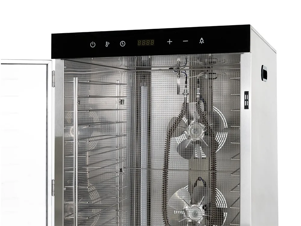 Interior del DryCook: bandejas inox y ventilación horizontal