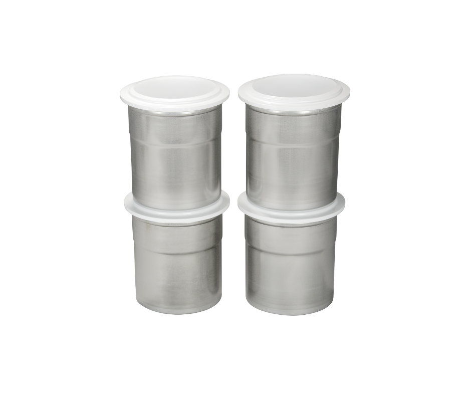 Vasos de pacotizar en acero cromado · 4 unidades