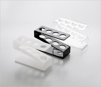 Gradilla metacrilato 4 agujeros color cristal (máx Ø 1.8 cm)