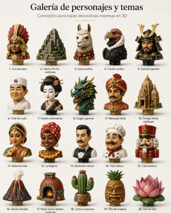 Galería de figuras: personajes y temas para las tapas del infusor