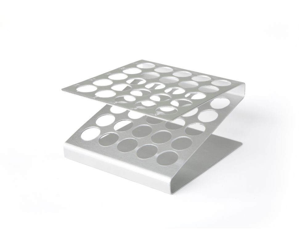 Gradilla aluminio para 25 tubos (máx. Ø 1.6 cm)