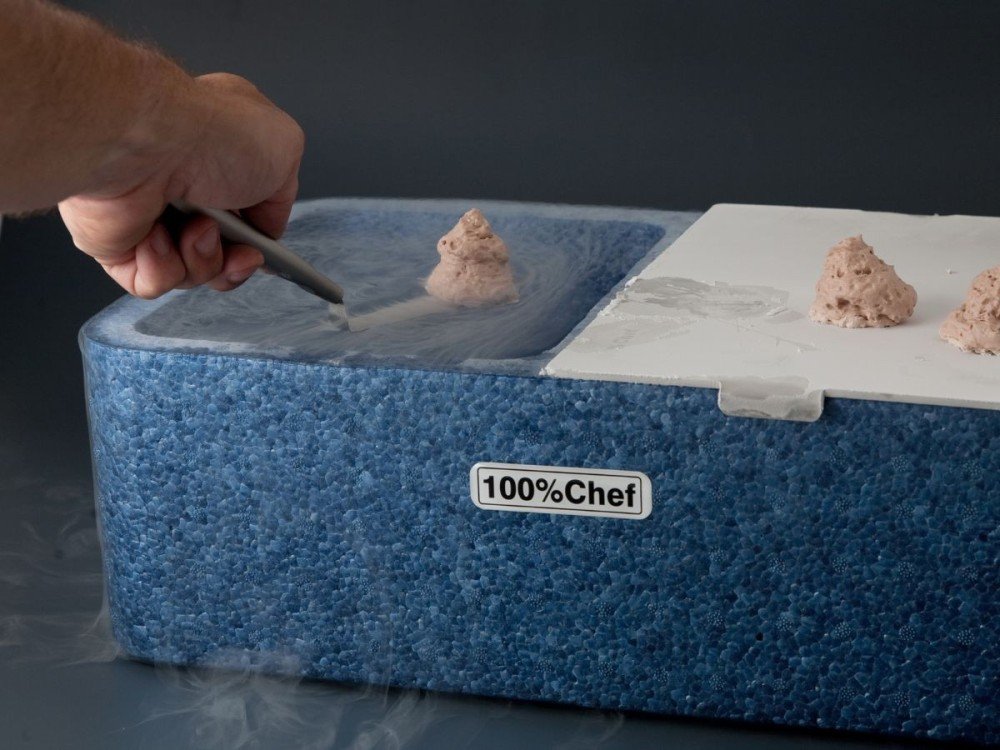 plancha doble bano teppan nitro salva g COCINA CON NITRÓGENO, HIELO SECO Y HELIO